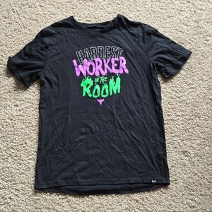 Under Armour Black Tee with Neon Pink & Neon Green Graphic